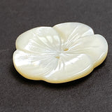 Re-Stocked Large White Pearl Shell Flower with Etched Detail, 2-Hole Button, 1-1/8" / 28mm #LP-106