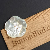 Re-Stocked Large White Pearl Shell Flower with Etched Detail, 2-Hole Button, 1-1/8" / 28mm #LP-106