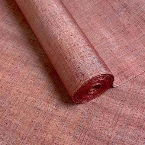 Reddish Terra Cotta Lustre Ikat Stripe, Vintage Kimono Silk By the Yard from Japan,  #311