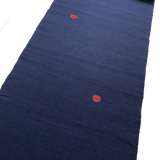 Moving Red Kasuri Square-Dots, Indigo Textured Vintage Kimono Silk from Japan, By the Yard #312