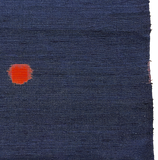 Moving Red Kasuri Square-Dots, Indigo Textured Vintage Kimono Silk from Japan, By the Yard #312