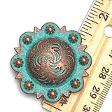 Copper/Green Patina Telluride Pico Berry Engraved Concho 1.5" Screwback  #SWM-32