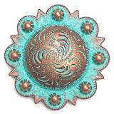 Copper/Green Patina Telluride Pico Berry Engraved Concho 1.5" Screwback  #SWM-32