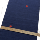 Moving Red Kasuri Square-Dots, Indigo Textured Vintage Kimono Silk from Japan, By the Yard #312