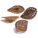 PACK OF 30 Copper Leaf Buttons, 3/4" Metal with Tiny Cut-Outs, Shank Back, #SC-1339