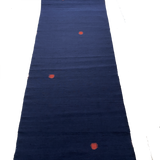 Moving Red Kasuri Square-Dots, Indigo Textured Vintage Kimono Silk from Japan, By the Yard #312