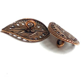 PACK OF 30 Copper Leaf Buttons, 3/4" Metal with Tiny Cut-Outs, Shank Back, #SC-1339