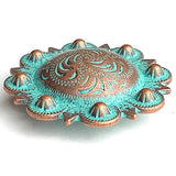 Copper/Green Patina Telluride Pico Berry Engraved Concho 1.5" Screwback  #SWM-32