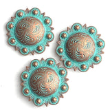 Copper/Green Patina Telluride Pico Berry Engraved Concho 1.5" Screwback  #SWM-32