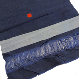 Moving Red Kasuri Square-Dots, Indigo Textured Vintage Kimono Silk from Japan, By the Yard #312