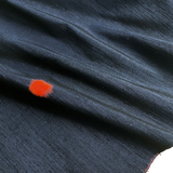 Moving Red Kasuri Square-Dots, Indigo Textured Vintage Kimono Silk from Japan, By the Yard #312