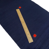 Moving Red Kasuri Square-Dots, Indigo Textured Vintage Kimono Silk from Japan, By the Yard #312