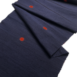Moving Red Kasuri Square-Dots, Indigo Textured Vintage Kimono Silk from Japan, By the Yard #312