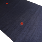 Moving Red Kasuri Square-Dots, Indigo Textured Vintage Kimono Silk from Japan, By the Yard #312