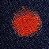 Moving Red Kasuri Square-Dots, Indigo Textured Vintage Kimono Silk from Japan, By the Yard #312