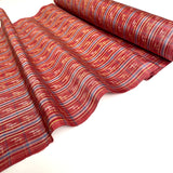 Red Fancy Plaid Yarn-Dyed Vintage Kimono Silk Blend? from Japan, By the Yard #314