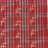 Red Fancy Plaid Yarn-Dyed Vintage Kimono Silk Blend? from Japan, By the Yard #314