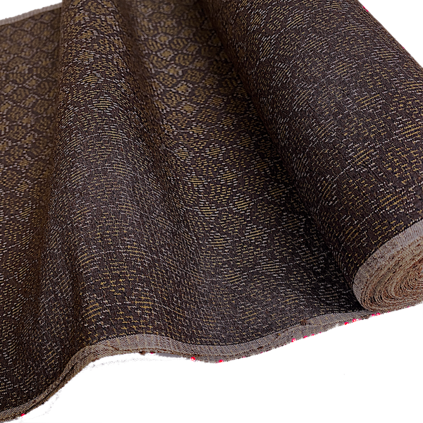 Infinite Diamonds Ikat, Brown/Amber Miyuki Tsumugi Vintage Kimono Silk By the Yard from Japan,  #315
