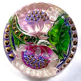 Hand Painted Lotus Flower Czech Glass Button by Susan Clarke, Lavender 1-1/16" OOAK  #SC256-C