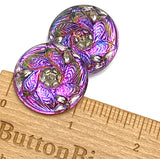 Rainbow Purples/Magentas Six-Leaf Flower Czech Glass Button 27mm / 1-1/16"  # CZ-213
