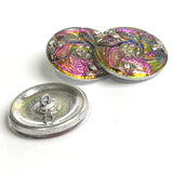 Rainbow Purples/Magentas Six-Leaf Flower Czech Glass Button 27mm / 1-1/16"  # CZ-213