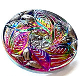 Rainbow Purples/Magentas Six-Leaf Flower Czech Glass Button 27mm / 1-1/16"  # CZ-213