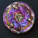 Rainbow Purples/Magentas Six-Leaf Flower Czech Glass Button 27mm / 1-1/16"  # CZ-213