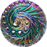 Impossibly Beautiful Smaller Czech Glass Swirl Button 18mm / 11/16"  #CZ-240