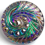 Impossibly Beautiful Smaller Czech Glass Swirl Button 18mm / 11/16"  #CZ-240