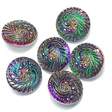 Impossibly Beautiful Smaller Czech Glass Swirl Button 18mm / 11/16"  #CZ-240
