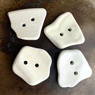 Beach Pottery Buttons, Set of 4 Natural Off-White 3/4" - 1",  #BCH-30