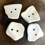 Beach Pottery Buttons, Set of 4 Natural Off-White 3/4" - 1",  #BCH-30