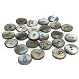 Re-Stocked 1/2" Smokey Silver/Blue Abalone Melange Iridescent MOP Shell, 2-Hole, Pack of 25  #KB-805