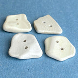 Beach Pottery Buttons, Set of 4 Natural Off-White 3/4" - 1",  #BCH-30