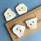 Beach Pottery Buttons, Set of 4 Natural Off-White 3/4" - 1",  #BCH-30
