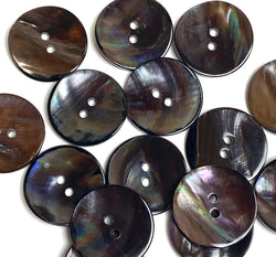 Re-Stocked, Brown-Black-Espresso Shiny Natural Sometimes-Curvy Mussel Shell Button, 7/8", 15 buttons #KB-907