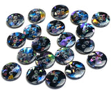 Sparkly 'Abalone' Confetti Shiny Black 2-Hole Vintage Button 7/16" / 11mm Pack of 20  KB-950
