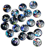 Sparkly 'Abalone' Confetti Shiny Black 2-Hole Vintage Button 7/16" / 11mm Pack of 20  KB-950