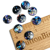 Sparkly 'Abalone' Confetti Shiny Black 2-Hole Vintage Button 7/16" / 11mm Pack of 20  KB-950