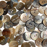 Re-Stocked, Stoney Brown Melange Mussel Shell Buttons 11/16", Pack of 25  #KB-949