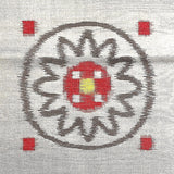 Meisen Ecru/Red/Gray Sunburst Old Kimono Silk Pieces from Japan 13.5" x 60" #253