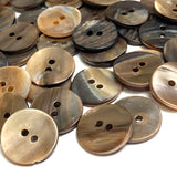 Re-Stocked, Stoney Brown Melange Mussel Shell Buttons 11/16", Pack of 25  #KB-949