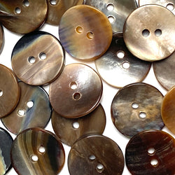 Re-Stocked, Stoney Brown Melange Mussel Shell Buttons 11/16", Pack of 25  #KB-949