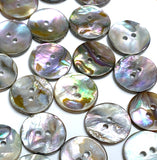 Re-Stocked Classic Rainbow-Kissed Abalone Neutrals, 13/16" Two-Hole Button 20mm, Pack of 12 #KB-951