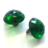 OUTLET ITEM: Emerald Green 3/8" Vintage Faceted Glass Buttons, PACK OF THREE # GL375