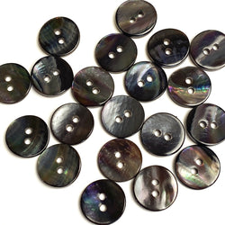 Re-Stocked, Rainbow Gray-Brown Melange Mussel Shell 13mm / 1/2" Buttons, Pack of 20, #KB-940