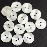 White Vintage Faux Shell 13mm / 1/2" Etched "Rings" Buttons, Plastic, Pack of 12, #KB-953