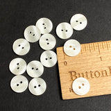 White Vintage Faux Shell 13mm / 1/2" Etched "Rings" Buttons, Plastic, Pack of 12, #KB-953