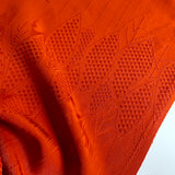 Liquid Drape Leaves Orange Jacquard Vintage Kimono Silk Pieces from Japan 9" x 54" #255