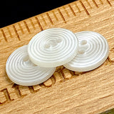 White Vintage Faux Shell 13mm / 1/2" Etched "Rings" Buttons, Plastic, Pack of 12, #KB-953